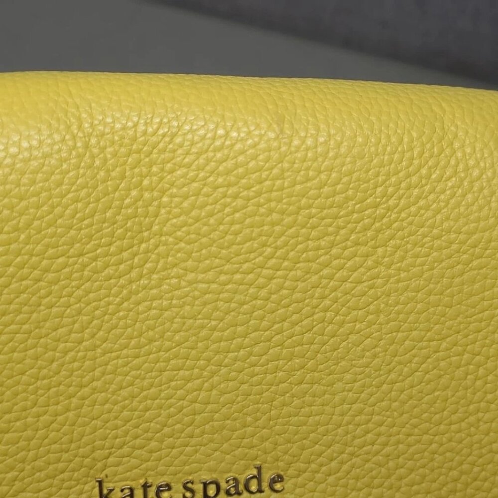 Kate Spade NY Yellow Leather 'Run Around Raffia' Dot Large Flap Crossbody Bag - Picture 11 of 17